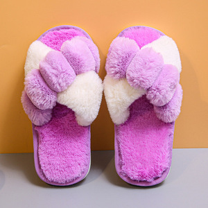 Women's Winter Indoor Furry <b>Slippers</b> Soft Plush Cross Faux Fur Breathable <b>Open</b> <b>Toe</b> Fluffy House Slides Printed for Spring Summer - Product Image 6
