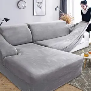 Düz renk köşe kanepe oturma odası için kapakları elastik kadife Slipcovers kanepe kılıfı streç kanepe havlu 1/2/3/4 kişilik