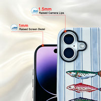 Nouveauté, coque de téléphone élégante rétro à rayures, imprimé poisson, TPU PC hybride, antichoc, fine, protectrice pour iPhone 15 Pro Max