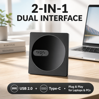 Lecteur DVD externe Aigo G100 USB 2.0 Type-C double interface, graveur de CD/DVD RW pour ordinateur portable et de bureau, personnalisable OEM