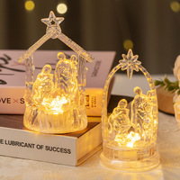 Ornements en acrylique lumineux sur le thème de la naissance de Jésus, style religieux, cristal transparent, lumière nocturne colorée