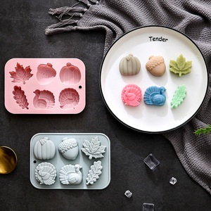 Moule en silicone antiadhésif thème dinde et citrouille, réutilisable de qualité alimentaire, mignon, magnétique, pour chocolat, bonbons et glaçons DIY - Product Image 5