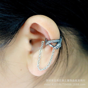 yunnique Snake <b>Cuff</b> <b>Earrings</b> Tibetan Silver Chain Attached Animal Design Fashion Jewelry - Product Image 4
