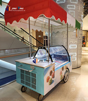 Chariot de présentation de gelato de style italien, chariot mobile de vente de crème glacée avec roues et auvent personnalisé, soudure électrique en métal