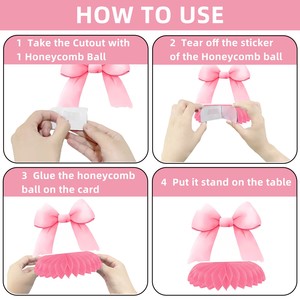 Set di Decorazioni per Feste a Tema San Valentino e <span class=keywords><strong>Compleanno</strong></span> per Ragazze, Elegante Set Moderno con Fiocco Rosa, Banner e Decorazioni da Tavolo in Carta - Product Image 3