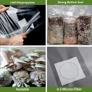 JIJID plastik poşetler mantar yetiştirme yüksek sıcaklık dayanımı mantar filtre ile çanta büyümek