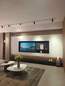 Meuble de rangement mural complet sur mesure pour toute la maison, avec panneau bicolore, grille <span class=keywords><strong>d</strong></span>'affichage ouverte et armoire fermée - Product Image 4