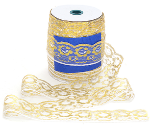 Garniture en dentelle de polyester de haute qualité pour l'intérieur des cercueils ou des urnes funéraires, garniture en dentelle dorée pour l'intérieur - Product Image 5