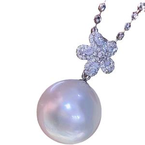 Colgante de Plata WENCHI S925 con Diseño de Flor Pequeña, Cuentas Redondas de 10-13 mm para DIY, Collar de Jade 10539, China - Product Image 5