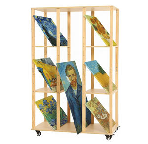 Étagère de rangement en bois <span class=keywords><strong>extra</strong></span>-large réglable avec roulettes pour panneaux de toile, impressions et galeries - Product Image 1