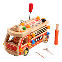 Camion de pompiers en bois à monter soi-même, ensemble à assembler/démonter pour le développement intellectuel et la mise en valeur des compétences