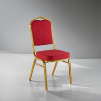 Chaise de restaurant fabriquée en usine en Chine Chaise de salle d'événement robuste et résistante Chaise de banquet empilable à cadre doré en métal à vendre