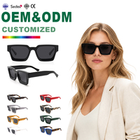 Lunettes de soleil rétro carrées épaisses en acétate unisexe, verres polarisés TAC, logo personnalisé, vente en gros, lunettes de créateur rectangulaires tendance