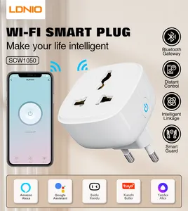 LDNIO UK EU Tuya Home Wifi Smart electric Plug con presa Logo personalizzato presa a muro del marchio Alexa Google Plug