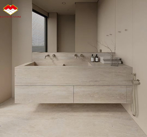 Trắng travertine thiêu kết đá chìm cho Vanity bóng đá nhân tạo cho phòng tắm và nhà bếp Countertop - Product Image 2
