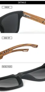 2025 Retro Logo personalizzato <span class=keywords><strong>occhiali</strong></span> <span class=keywords><strong>da</strong></span> <span class=keywords><strong>sole</strong></span> di bambù di alta qualità UV400 lenti polarizzate blu nero telaio degli uomini delle donne legno all'ingrosso - Product Image 5