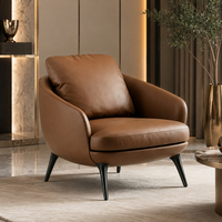 Sillones Contemporáneos de Tela y Cuero con Detalles Personalizables, Muebles Europeos con Patas de Aleación de Aluminio para Sala de Estar