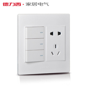 แผงสวิตช์ติดผนัง Delixi 120 สำหรับใช้ในที่พักอาศัย แบบฝัง 4-6-6-8-8 สวิตช์ หลายช่อง 5-5-10 ซ็อกเก็ต 220V/240V 10A - Product Image 4