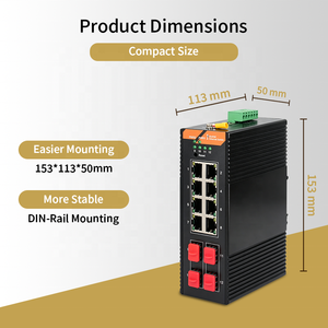 Switch Ethernet Industrial Gigabit Administrado de 4 SFP y 8 RJ45 Lite, QoS, VLAN, LACP, 24Gbps, Antivibración, Completo - Product Image 1
