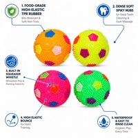 Jouet pour chien YIDUO en gros : balle de football lumineuse et couineuse à picots, en TPR, élastique, pour le nettoyage des dents, à mâcher, pour chiots et chiens de petite et moyenne taille, pour les molaires