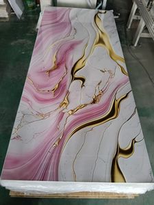 Panneaux muraux en PVC brillant, résistants au feu, imperméables et <span class=keywords><strong>anti</strong></span>-humidité, en feuille de marbre UV élégante de 3 mm, 1220x2440MM, prêts à découper - Product Image 4