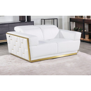 HMS 70 bianco argento pelle italiana Chesterfield Loveseat High-End mobili per la casa per salotti vera pelle spugna - Product Image 3