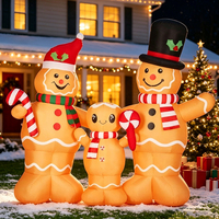 Décoration de Noël gonflable illuminée de 6,3 pieds, amusante, en forme de famille de bonshommes en pain d'épices, pour l'extérieur, pour la cour, pour les fêtes