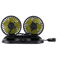 Ventilateur de voiture double tête 12V 24V, 2 vitesses, rotation à 360°, avec prise allume-cigare pour l'été