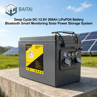 Batterie LiFePO4 à cycle profond rechargeable 12V DC 200Ah pour alimentations sans interruption, 5000 cycles