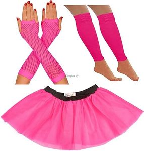 80s Tutu Fancy Dress Suit for Women Neon Tutu Skirt Party Accessories for Women Tutu Neon Leg Warmers <strong>Fishnet</strong> Gloves Rave <strong>Outfit</strong> - Product Image 3