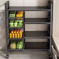 Étagère de rangement de cuisine industrielle à 4 niveaux en acier au carbone avec roulettes pivotantes, chariot utilitaire robuste pour garde-manger