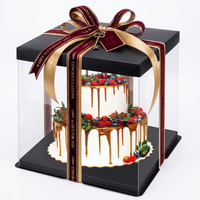 Boîte cadeau transparente personnalisée 12x12x12 8 pouces en plastique PET transparent, haute, carrée, avec parois latérales, pour présentation de gâteaux