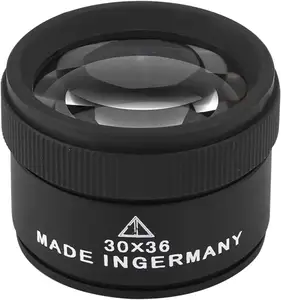 Kaca pembesar optik 30X, perhiasan mikroskop kaca saku kaca pembesar genggam portabel lensa Loop mata