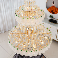 Lustre moderne en cristal pour villa, salon haut plafond, loft, duplex, et suspension LED longue pour escalier rotatif