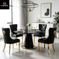 Chaise de salle à manger capitonnée en diamant avec pieds en métal doré et garniture cloutée, dossier haut, chaise d'appoint rembourrée pour la maison, la cuisine, le restaurant, les banquets