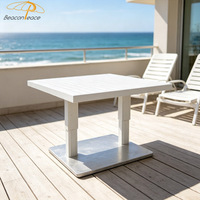 Mesa de Jardín para Terraza de Resort o Villa, Cuadrada, Hidráulica, Ajustable en Altura, Completamente de Aluminio, para Exteriores
