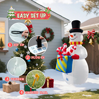 Bonhomme de neige gonflable de Noël de 8 pieds avec sac cadeau et lumière LED, ornement de Noël pour la cour, la pelouse, la maison, la décoration extérieure des fêtes