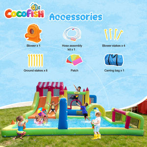 Château gonflable portable Cocofish pour enfants, structure de jeux multi-activités, maison de rebond commerciale avec toboggan de course pour <span class=keywords><strong>location</strong></span> événementielle - Product Image 4