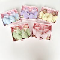 Produits pour bébés, style coréen, nœud 3D à cinq pétales, bandeau doux, chaussettes, ensemble cadeau pour enfants et tout-petits, couleurs pastel macaron