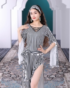 Traje Casual de Danza del Vientre, <span class=keywords><strong>Vestido</strong></span> Largo Estilo <span class=keywords><strong>Egipcio</strong></span> Folclórico Saidi, Incluye Bastón, para Presentaciones de Verano para Mujeres - Product Image 3