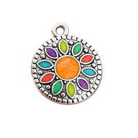 Accessoires xuanx : Collier pendentif en alliage incrusté de diamants colorés effet goutte d'huile, semi-fini