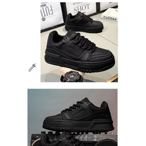 Spring Trend Men's Shoes Versatile Sporty Casual Pure Black Low-<b>Top</b> Sneakers Thick-Soled Shock Mesh Upper <b>PVC</b> Outsole - Product Image 5