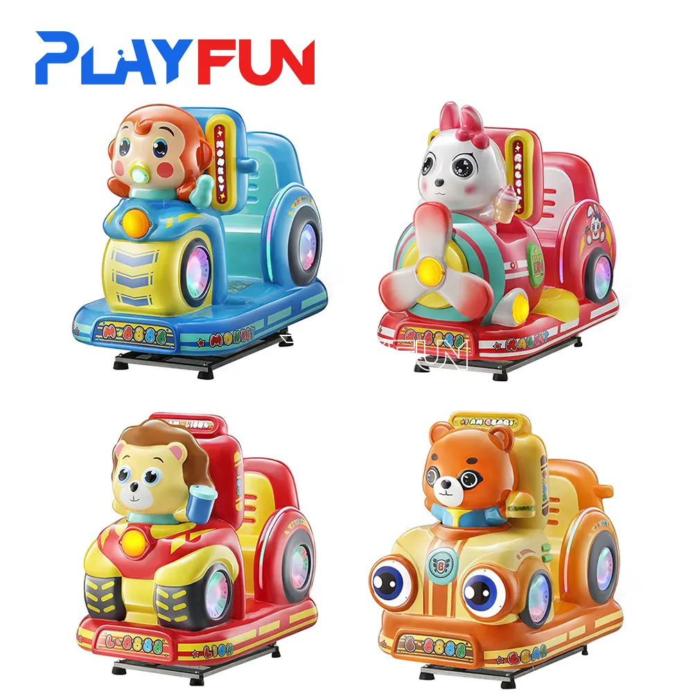 Playfun Hot Sales Coin Operated Kiddie Ritten Amusementsspel Kinderen Rocking Mp5 Rocking Back And Forst Swing Machine