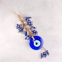 Exquise décoration turque artisanale en forme d'œil bleu, amulette Nazar en verre, porte-bonheur pour la maison et la voiture