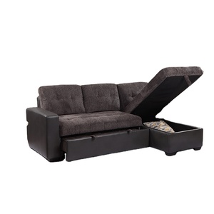 Dongguan Multicolor Modern Design Stof Kussen Tweezitter Met Uitklapbaar Bed + Chaise Slaapbank Hoge Kwaliteit Woonkamer Sofa Sets - Product Image 3