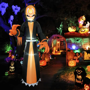 Sản phẩm tốt nhất khổng lồ 12ft 12 Chân Halloween 2023 Inflatable đôi mắt đỏ ma Skeleton bí ngô trang trí thổi lên Đảng - Product Image 4