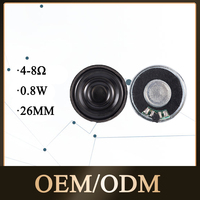 Haut-parleur rond en métal de 26 mm, Mylar, 8 ohms, 0,8 W, faible distorsion, aimant interne, IP67, pour interphone de bâtiment