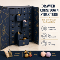 Boîte de calendrier de l'avent rigide de luxe personnalisée en carton recyclé, impression quadricolore, emballage cadeau pour cosmétiques, compte à rebours de Noël