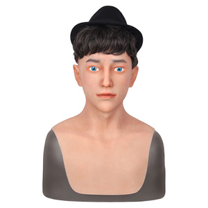 Masques masculins en silicone pour la tête et le visage, pour jeune <span class=keywords><strong>homme</strong></span>, garçon élégant, masque amusant, masque pour fête d'Halloween, masque pour travestissement, jeu de rôle - Product Image 1