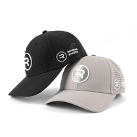 Casquette de baseball unisexe personnalisée avec logo brodé en 3D, 6 panneaux, perforations découpées au laser, performance imperméable, 100% polyester Oxford à pois